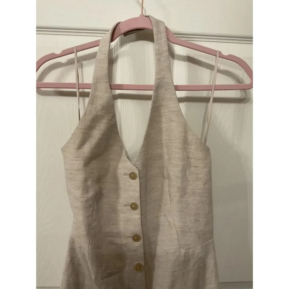 Aritzia Wilfred CruiseLinen Upscale Jumpsuit Natural Ecru Linen Lyocell, sz 4